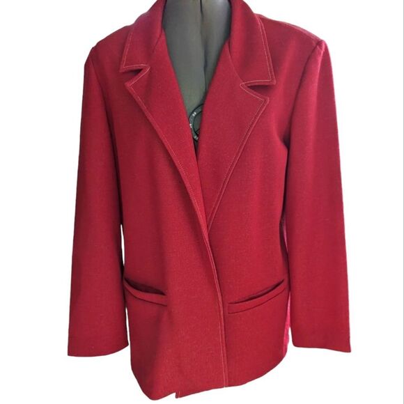 Vintage KoKo Knits of California red jacket with white stitching - Picture 1 of 6